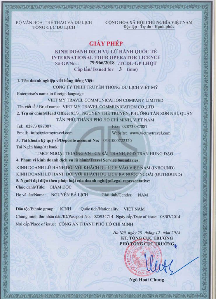Giấy phép kinh doanh lữ hành quốc tế