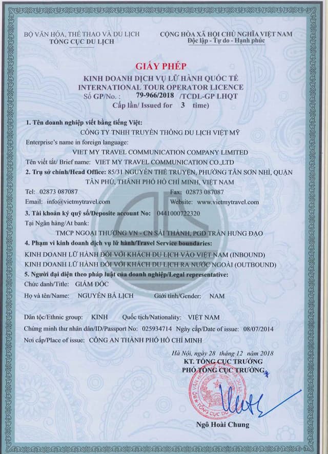 Giấy phép kinh doanh lữ hành quốc tế