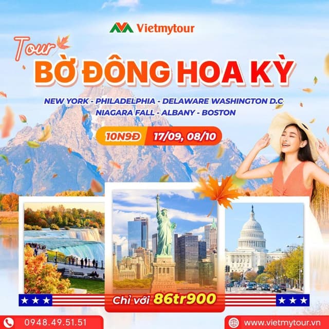 Tour Mỹ mùa thu bờ Đông 10N9Đ Tour Mỹ mùa thu bờ Đông 10N9Đ